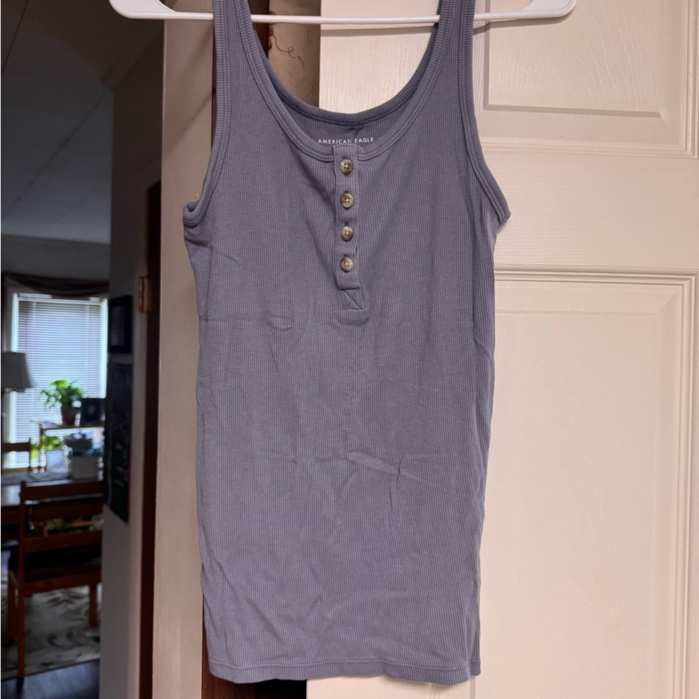 American Eagle Outfitters Buttoned Gray Tank Top
